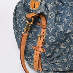LOUIS VUITTON ルイヴィトン モノグラムデニム XL ハンドバッグ M95515 デニムキャンバス ブルー ゴールド金具 美品 中古 4a008685