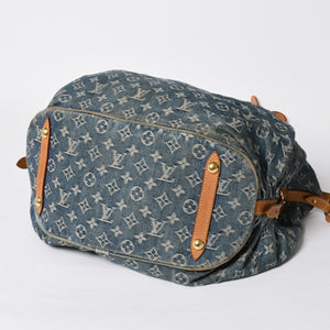 LOUIS VUITTON ルイヴィトン モノグラムデニム XL ハンドバッグ M95515 デニムキャンバス ブルー ゴールド金具 美品 中古 4a008685