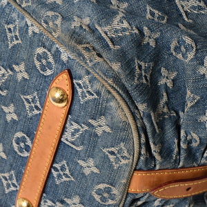 LOUIS VUITTON ルイヴィトン モノグラムデニム XL ハンドバッグ M95515 デニムキャンバス ブルー ゴールド金具 美品 中古 4a008685