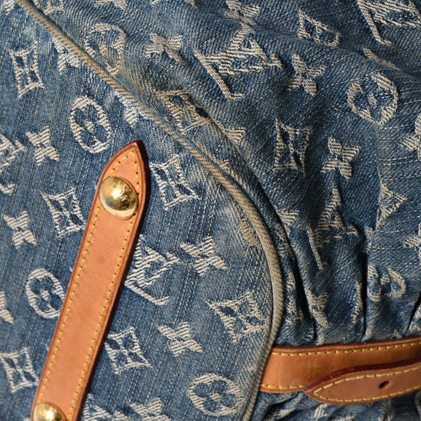 LOUIS VUITTON ルイヴィトン モノグラムデニム XL ハンドバッグ M95515 デニムキャンバス ブルー ゴールド金具 美品 中古 4a008685