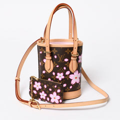 新品同様 LOUIS VUITTON LV × TM ルイヴィトン ナノ バケット ハンドバッグ M13417 モノグラム チェリーブロッサム 村上隆 中古 4a008351