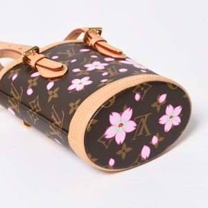 新品同様 LOUIS VUITTON LV × TM ルイヴィトン ナノ バケット ハンドバッグ M13417 モノグラム チェリーブロッサム 村上隆 中古 4a008351