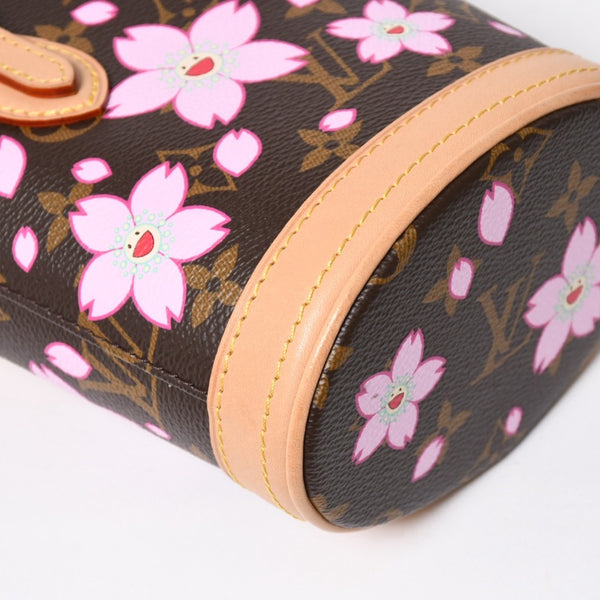 新品同様 LOUIS VUITTON LV × TM ルイヴィトン ナノ バケット ハンドバッグ M13417 モノグラム チェリーブロッサム 村上隆 中古 4a008351