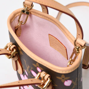 新品同様 LOUIS VUITTON LV × TM ルイヴィトン ナノ バケット ハンドバッグ M13417 モノグラム チェリーブロッサム 村上隆 中古 4a008351