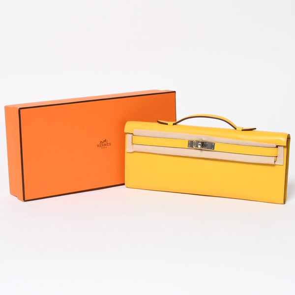 新品同様 HERMES エルメス KELLY CUT ケリーカット ハンドバッグ ヴォースイフト ソレイユ シルバー金具 ◻︎N刻印 中古 4a008598