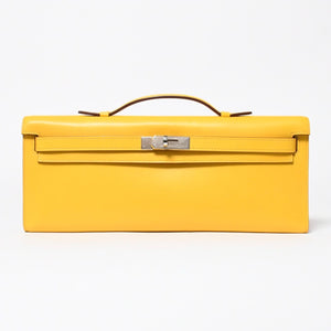 新品同様 HERMES エルメス KELLY CUT ケリーカット ハンドバッグ ヴォースイフト ソレイユ シルバー金具 ◻︎N刻印 中古 4a008598