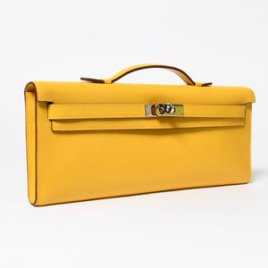 新品同様 HERMES エルメス KELLY CUT ケリーカット ハンドバッグ ヴォースイフト ソレイユ シルバー金具 ◻︎N刻印 中古 4a008598