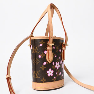 新品同様 LOUIS VUITTON LV × TM ルイヴィトン ナノ バケット ハンドバッグ M13417 モノグラム チェリーブロッサム 村上隆 中古 4a008351