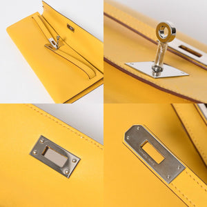 新品同様 HERMES エルメス KELLY CUT ケリーカット ハンドバッグ ヴォースイフト ソレイユ シルバー金具 ◻︎N刻印 中古 4a008598