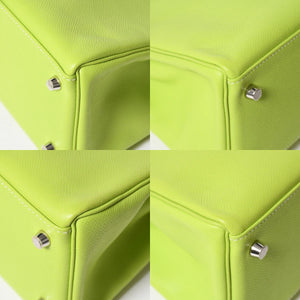 Like new HERMES Kelly 32 2WAY bag □O engraved Kiwi Riken Vaux Epson Silver hardware Made in 2011 Inside stitching Used 4a008402