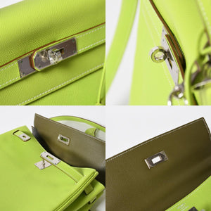 Like new HERMES Kelly 32 2WAY bag □O engraved Kiwi Riken Vaux Epson Silver hardware Made in 2011 Inside stitching Used 4a008402