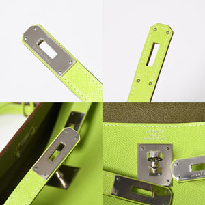 Like new HERMES Kelly 32 2WAY bag □O engraved Kiwi Riken Vaux Epson Silver hardware Made in 2011 Inside stitching Used 4a008402