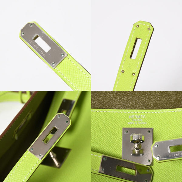 Like new HERMES Kelly 32 2WAY bag □O engraved Kiwi Riken Vaux Epson Silver hardware Made in 2011 Inside stitching Used 4a008402