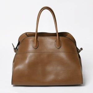 新品同様 THE ROW ザ ロウ Soft Margaux 15 ソフトマルゴー 15 ハンドバッグ レザー ブラウン シルバー金具 中古 4a008609