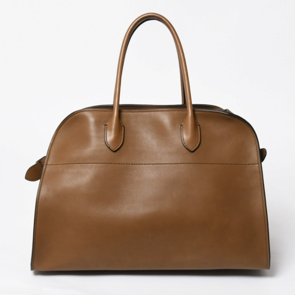 新品同様 THE ROW ザ ロウ Soft Margaux 15 ソフトマルゴー 15 ハンドバッグ レザー ブラウン シルバー金具 中古 4a008609