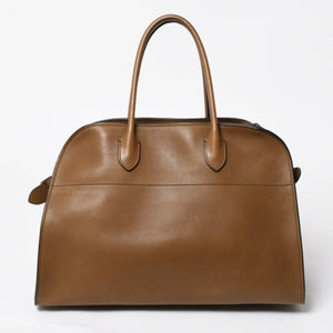 新品同様 THE ROW ザ ロウ Soft Margaux 15 ソフトマルゴー 15 ハンドバッグ レザー ブラウン シルバー金具 中古 4a008609