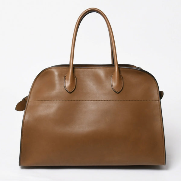 新品同様 THE ROW ザ ロウ Soft Margaux 15 ソフトマルゴー 15 ハンドバッグ レザー ブラウン シルバー金具 中古 4a008609