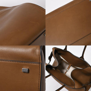 新品同様 THE ROW ザ ロウ Soft Margaux 15 ソフトマルゴー 15 ハンドバッグ レザー ブラウン シルバー金具 中古 4a008609