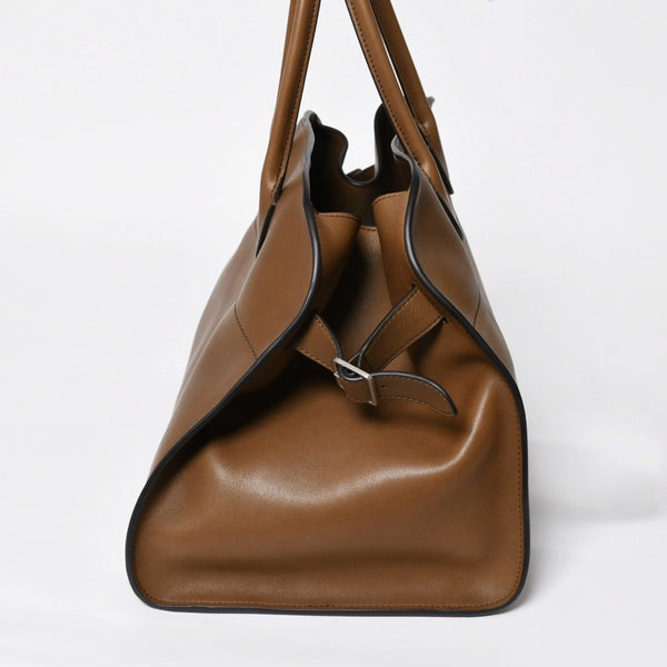 新品同様 THE ROW ザ ロウ Soft Margaux 15 ソフトマルゴー 15 ハンドバッグ レザー ブラウン シルバー金具 中古 4a008609