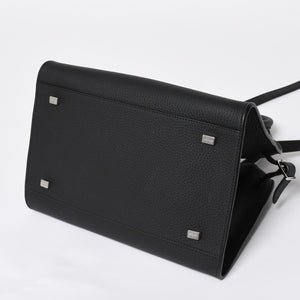 新品同様 THE ROW ザ ロウ ソフトマルゴー 10 W1190L133BLPL ブラック マットグレイン カーフスキンレザー 2WAY シルバー金具 中古 4a008339