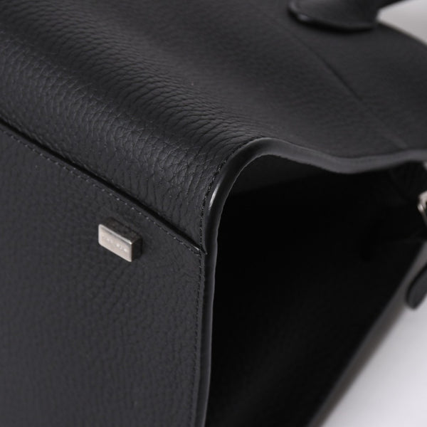 新品同様 THE ROW ザ ロウ ソフトマルゴー 10 W1190L133BLPL ブラック マットグレイン カーフスキンレザー 2WAY シルバー金具 中古 4a008339