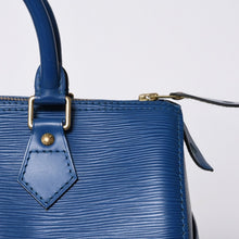 画像をギャラリービューアに読み込む, 極美品 LOUIS VUITTON ルイヴィトン スピーディ25 M43015 ハンドバッグ ブルー ゴールド金具 エピレザー 中古 4a000477