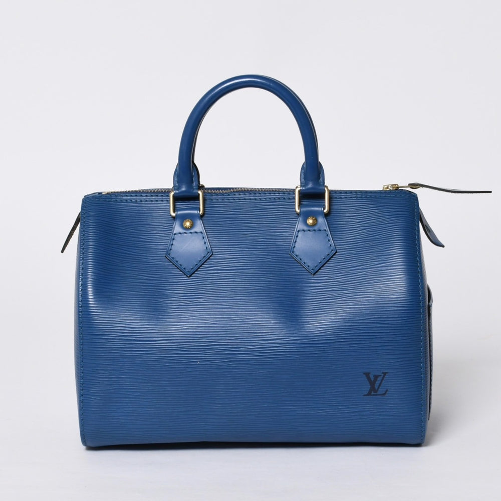 Very good condition LOUIS VUITTON Speedy 25 M43015 handbag blue gold hardware epi leather used 4a000477