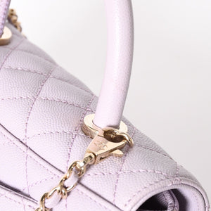 極美品 CHANEL シャネル ココハンドル XS 24 2WAYバッグ A92990 ランダム キャビアスキン パープル 中古 4a008638