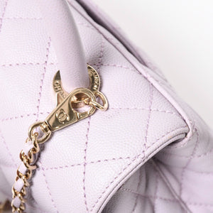 極美品 CHANEL シャネル ココハンドル XS 24 2WAYバッグ A92990 ランダム キャビアスキン パープル 中古 4a008638