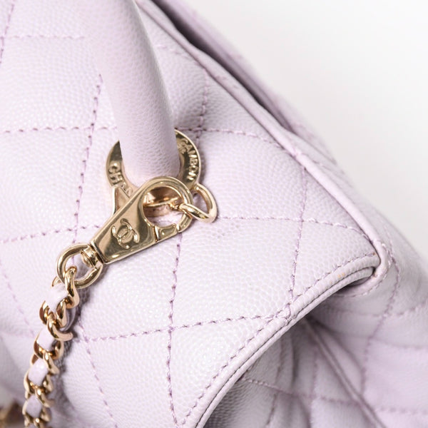 極美品 CHANEL シャネル ココハンドル XS 24 2WAYバッグ A92990 ランダム キャビアスキン パープル 中古 4a008638