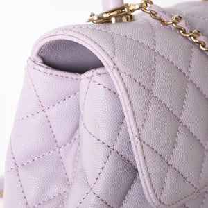 極美品 CHANEL シャネル ココハンドル XS 24 2WAYバッグ A92990 ランダム キャビアスキン パープル 中古 4a008638