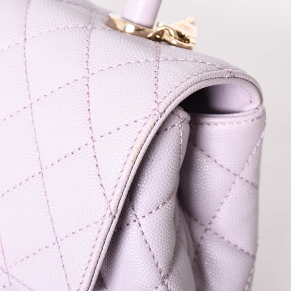 極美品 CHANEL シャネル ココハンドル XS 24 2WAYバッグ A92990 ランダム キャビアスキン パープル 中古 4a008638