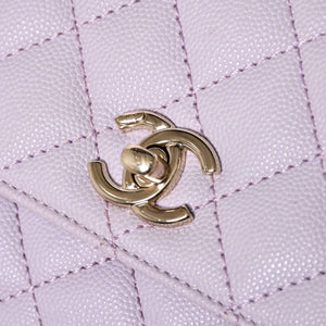 極美品 CHANEL シャネル ココハンドル XS 24 2WAYバッグ A92990 ランダム キャビアスキン パープル 中古 4a008638