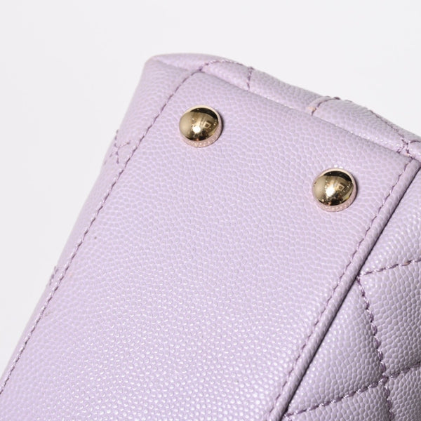 極美品 CHANEL シャネル ココハンドル XS 24 2WAYバッグ A92990 ランダム キャビアスキン パープル 中古 4a008638