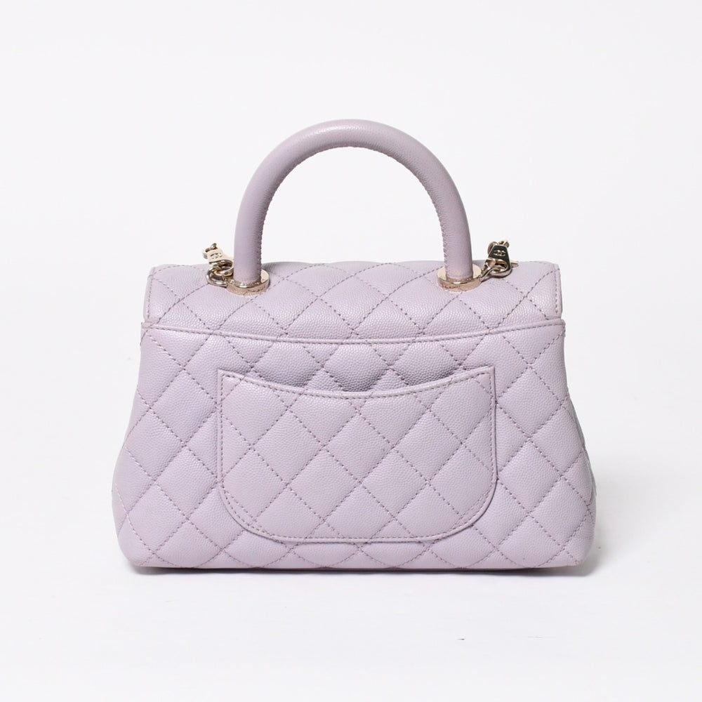 極美品 CHANEL シャネル ココハンドル XS 24 2WAYバッグ A92990 ランダム キャビアスキン パープル 中古 4a008638