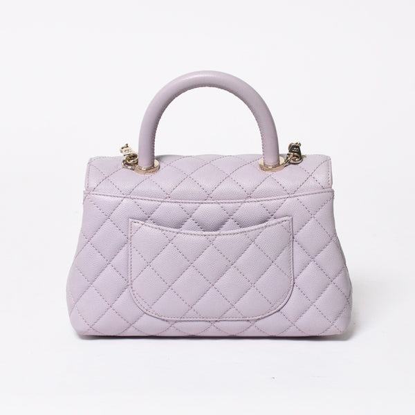 極美品 CHANEL シャネル ココハンドル XS 24 2WAYバッグ A92990 ランダム キャビアスキン パープル 中古 4a008638