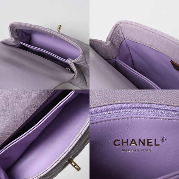 極美品 CHANEL シャネル ココハンドル XS 24 2WAYバッグ A92990 ランダム キャビアスキン パープル 中古 4a008638