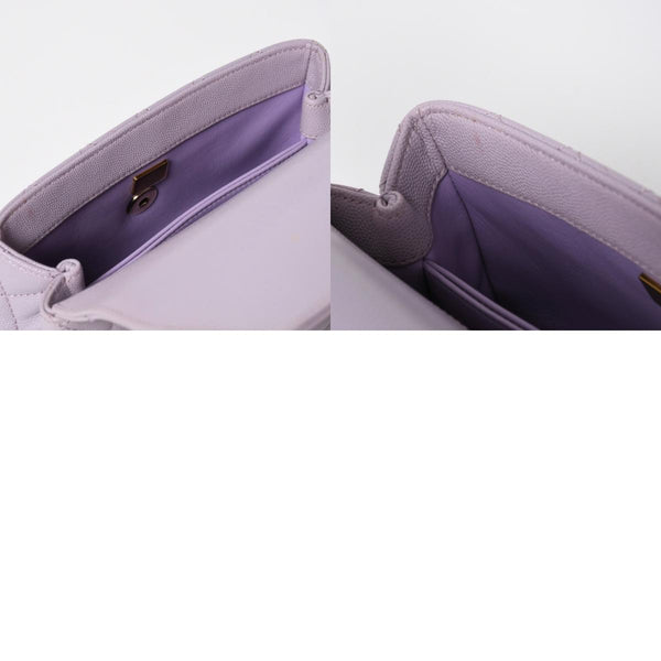 極美品 CHANEL シャネル ココハンドル XS 24 2WAYバッグ A92990 ランダム キャビアスキン パープル 中古 4a008638