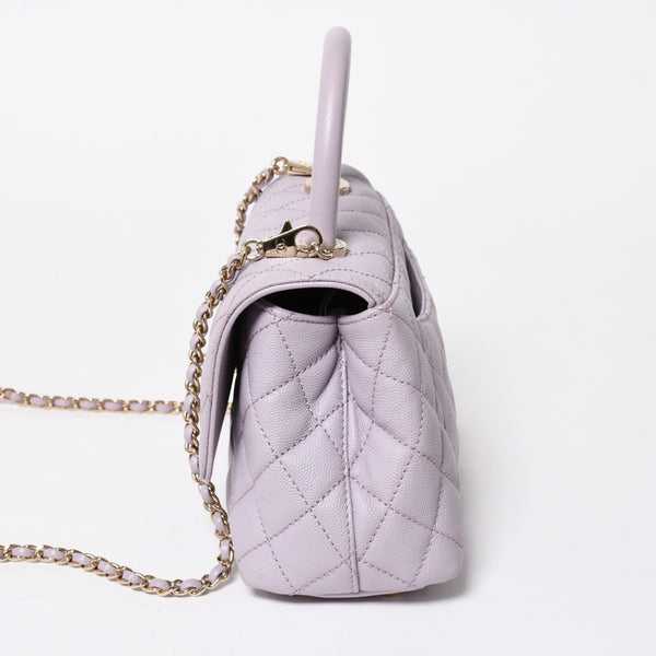極美品 CHANEL シャネル ココハンドル XS 24 2WAYバッグ A92990 ランダム キャビアスキン パープル 中古 4a008638