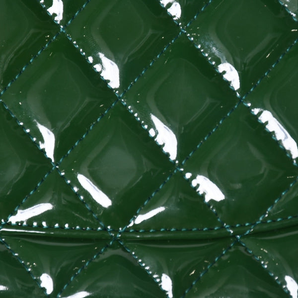 極美品 CHANEL シャネル マトラッセ 25cm Wフラップ チェーンショルダーバッグ 19番台 パテント グリーン シルバー金具 中古 4a008758