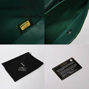 極美品 CHANEL シャネル マトラッセ 25cm Wフラップ チェーンショルダーバッグ 19番台 パテント グリーン シルバー金具 中古 4a008758