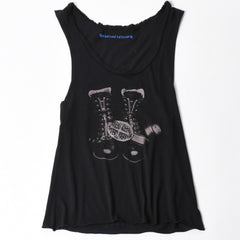 極美品 CHROME HEARTS クロムハーツ ベルトタンクトップ ノースリーブ スクロールラベル サイズXS ブラック グレー ブルー 中古 4a008425