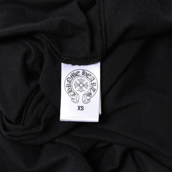 極美品 CHROME HEARTS クロムハーツ ベルトタンクトップ ノースリーブ スクロールラベル サイズXS ブラック グレー ブルー 中古 4a008425