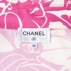 CHANEL シャネル カメリア 半袖シャツ P70267V61835 サイズ50 ココマーク ピンク ホワイト メンズ 総柄 美品 中古 4a008665