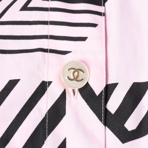 新品同様 CHANEL シャネル ワンピース P74316V65938 サイズ42 ココマーク コットン ピンク ブラック 総柄 中古 4a008702