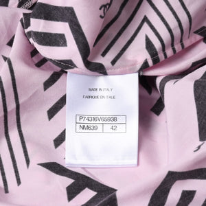 新品同様 CHANEL シャネル ワンピース P74316V65938 サイズ42 ココマーク コットン ピンク ブラック 総柄 中古 4a008702