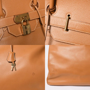 Mint condition, extremely rare HERMES Birkin handbag, Haut à Courroies 60, natural Ardennes leather, gold hardware. ◻︎D stamp used 4a008676