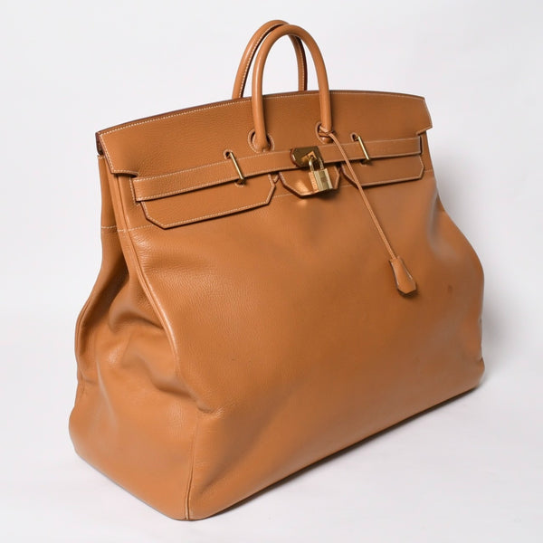 Mint condition, extremely rare HERMES Birkin handbag, Haut à Courroies 60, natural Ardennes leather, gold hardware. ◻︎D stamp used 4a008676