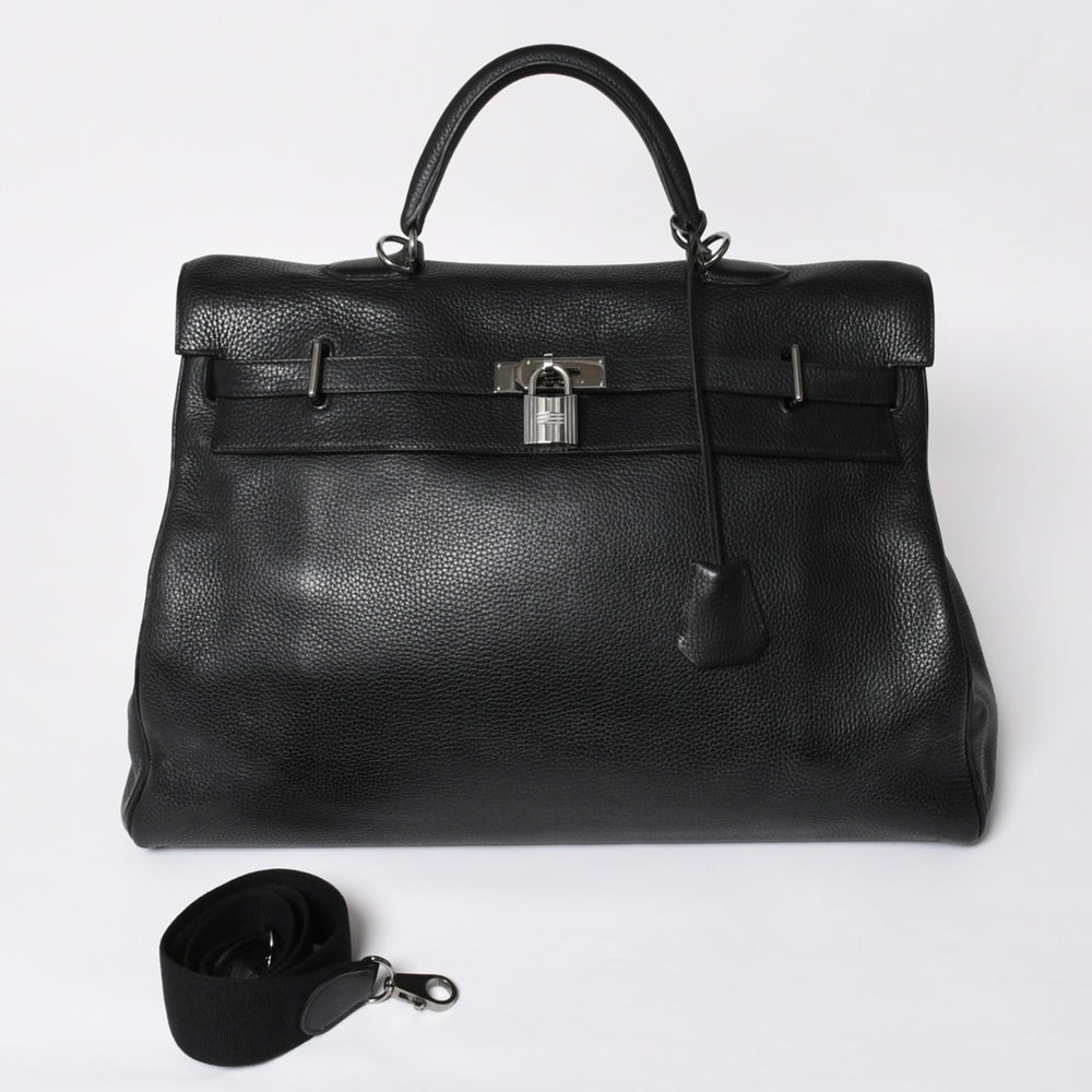 激レア HERMES エルメス ケリー50 ハンドバック ブラック トリヨンクレマンス シルバー金具 ◻︎J刻印 美品 中古 4a008677