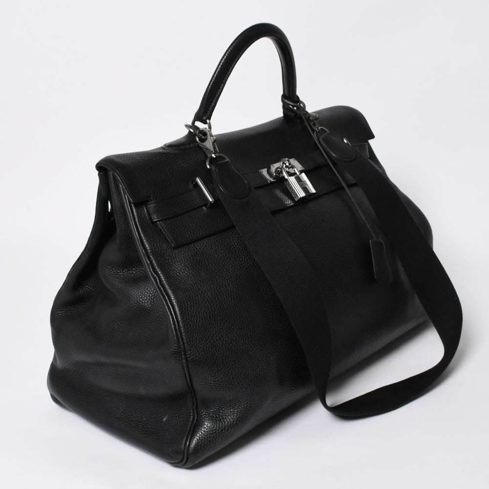 激レア HERMES エルメス ケリー50 ハンドバック ブラック トリヨンクレマンス シルバー金具 ◻︎J刻印 美品 中古 4a008677